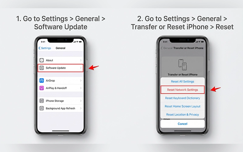 Update iOS and Reset Network Settings