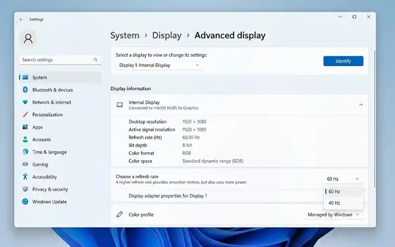 how to check laptop screen refresh rate