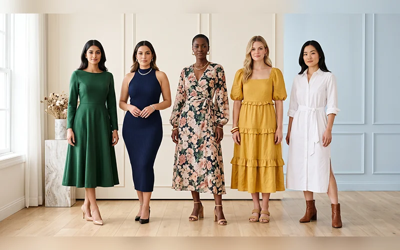 types of midi dresses
